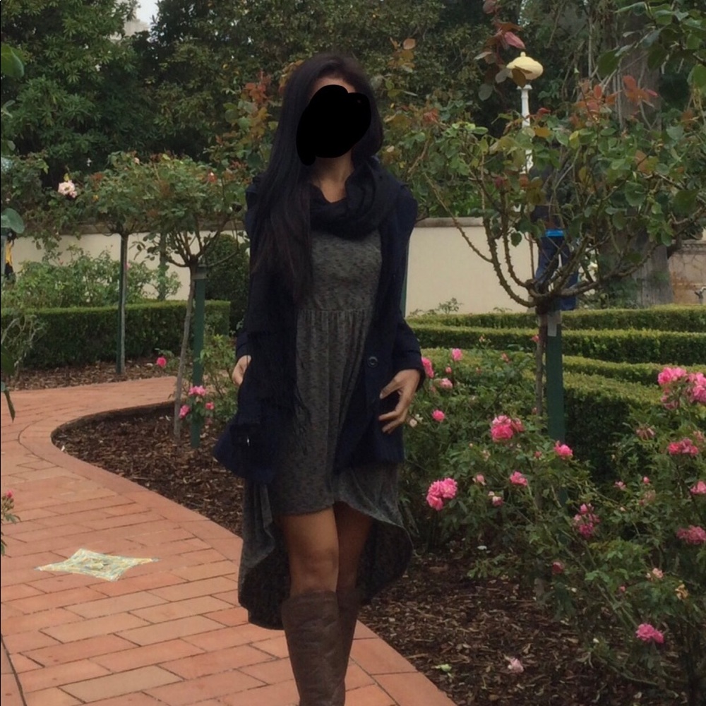 Grey midi hi-lo dress